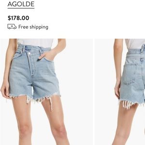 AGOLDE Crisscross Super High Waist Organic Cotton Denim Shorts size 28